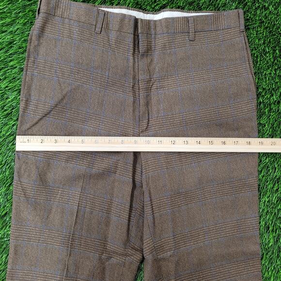 Vintage 80s MOD Polyester Check Pants 32x27 Textured Brown - Picture 16 of 16